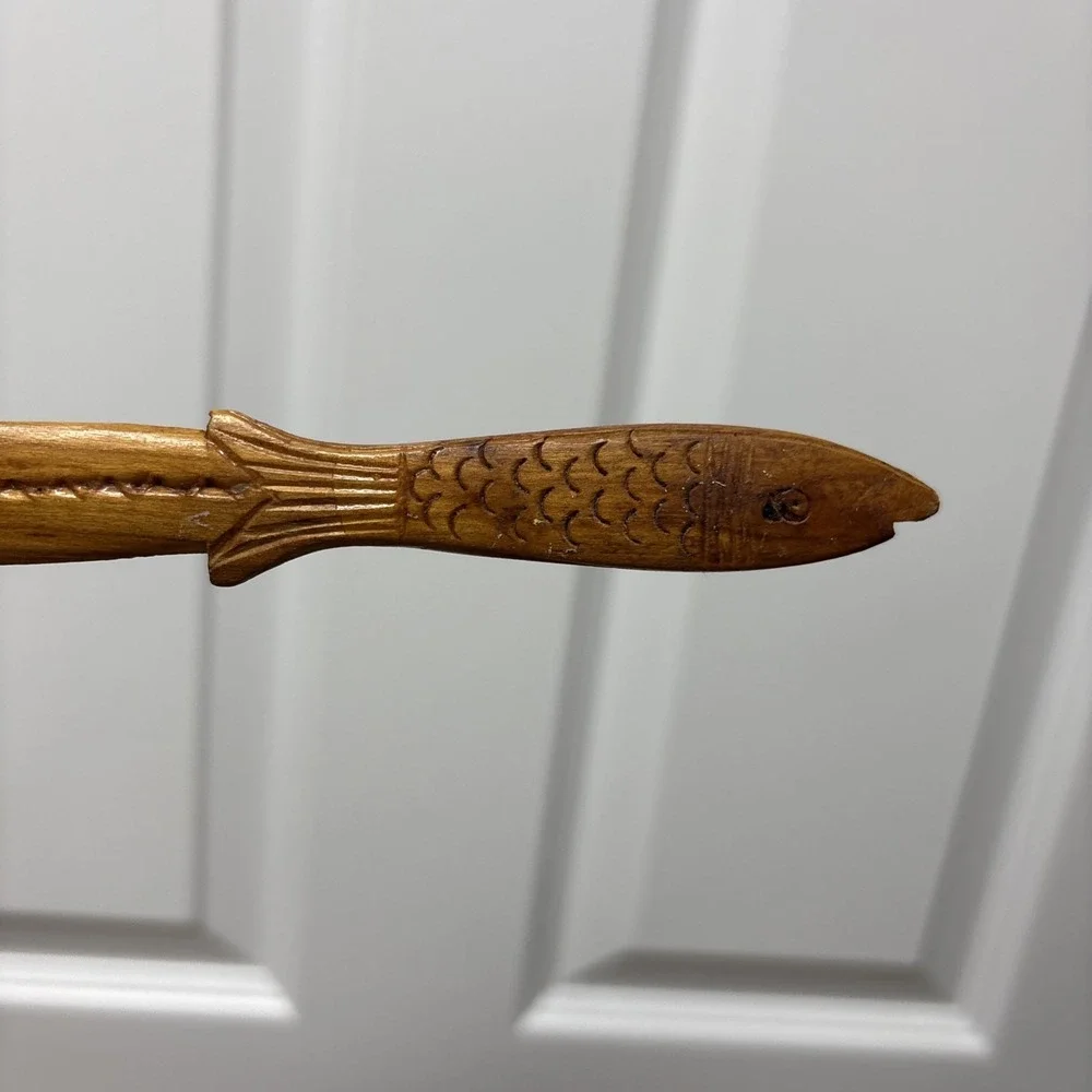 Vintage‎ Hand Carved Wood Wooden Fish Letter Opener